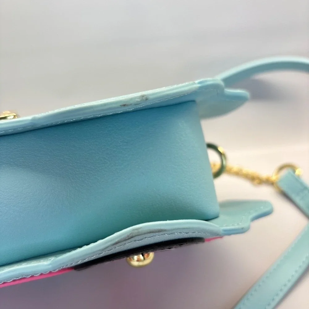 Betsey Johnson Crossbody Bag‎ Womens Small Blue Pink Frenchie Car Novelty Purse